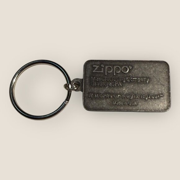 Vintage 90s Zippo Keychain Bradford PA Metal Rectangular Design Made In USA - Picture 2 of 3